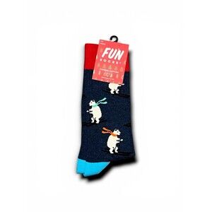Fun Socks Men's Combed Cotton Polar Bear Skiing Crew Socks